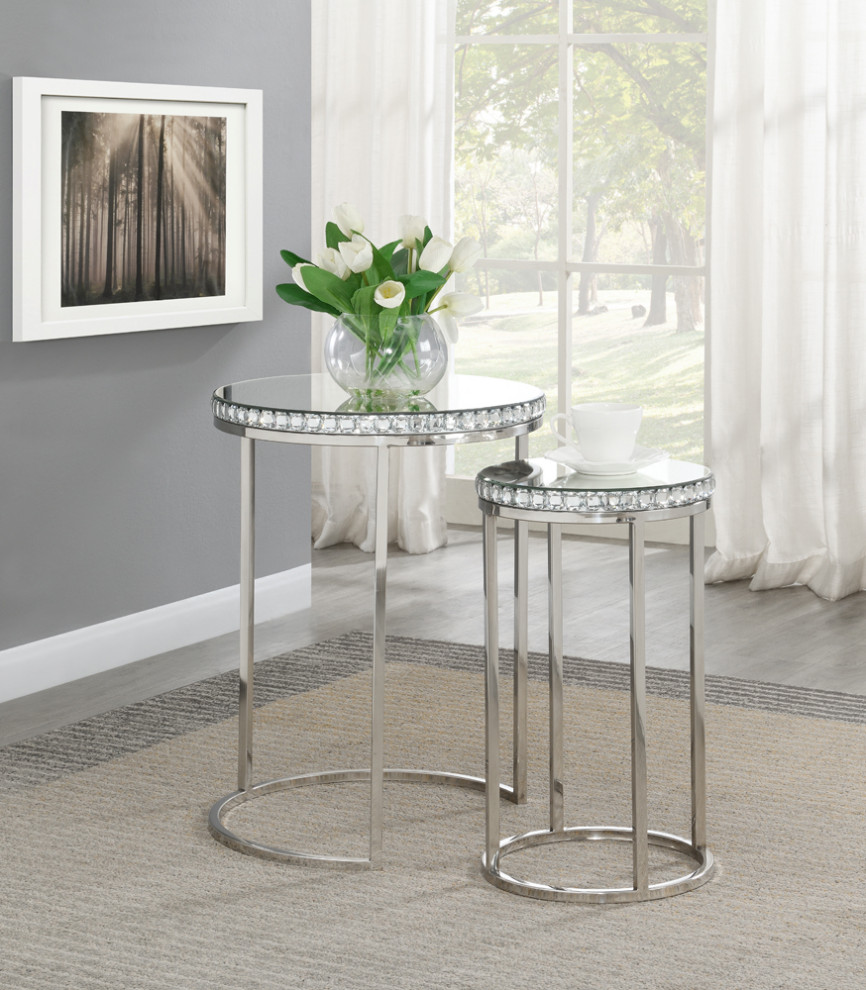 Addison 2 piece Round Nesting Table Silver   Modern   Coffee Table Sets   by Modon  Houzz