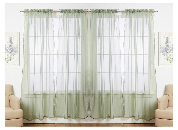 J amp v Textiles 4 pieces Sheer Solid Sheer Window Curtains 55x84 Window Treatment Rod Pocket Voile Drape panel Sets For Patio Door