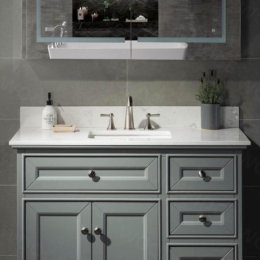 WOODBRIDGE 37 in W x 22 in D Engineered Stone Vanity Top in Carrara White with White Single Sink