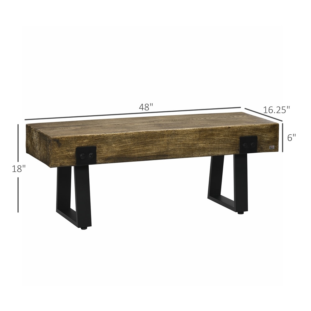 Garden Bench w/Metal Legs Rustic Wood Effect Concrete Entryway Bench