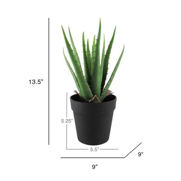 13.5in Artificial Real Touch Soft Aloe Succulent Plant in Black Pot