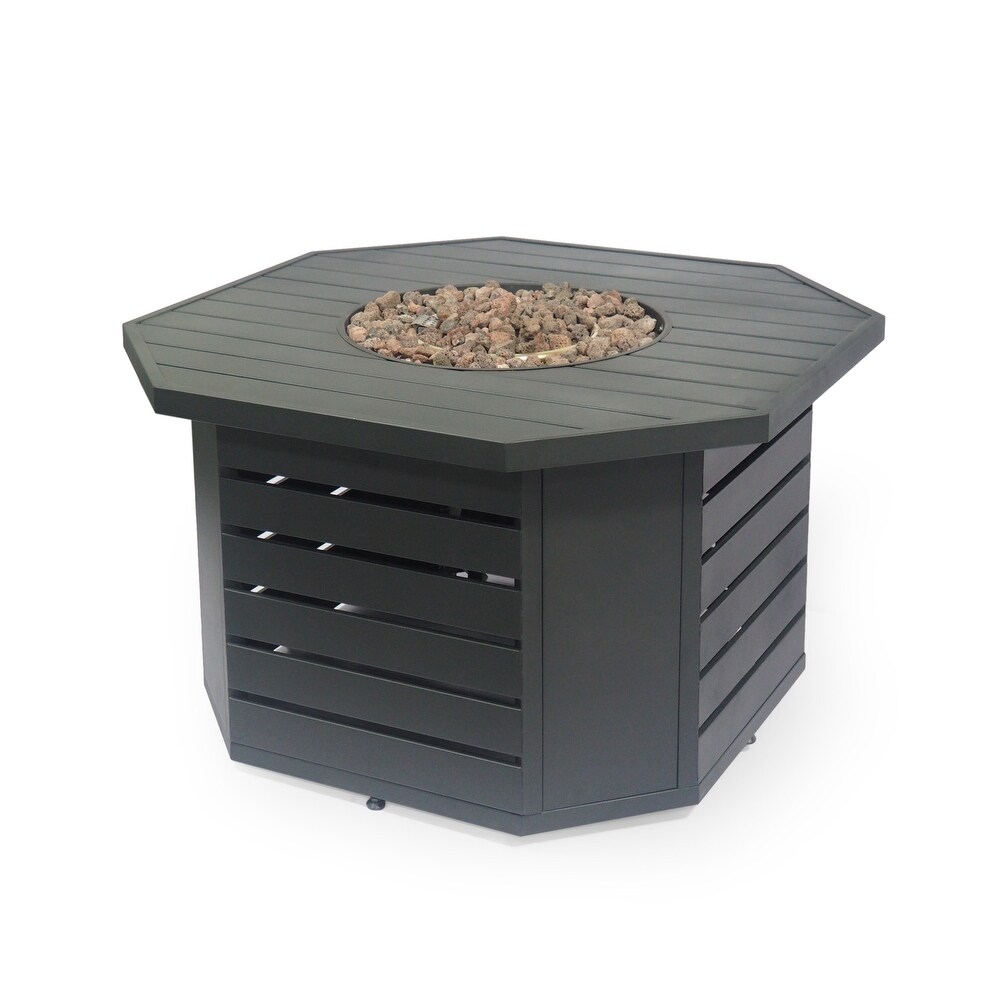 Rene Outdoor 50 000 BTU Octagonal Iron Fire Pit by Christopher Knight Home   N/A