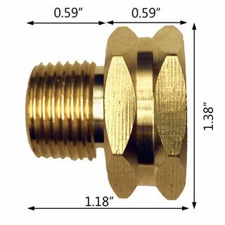 Dyiom 34 in. GHT Female x 12 in. NPT Male Brass Hose Connector (2-Pack) B07MVK2JFP