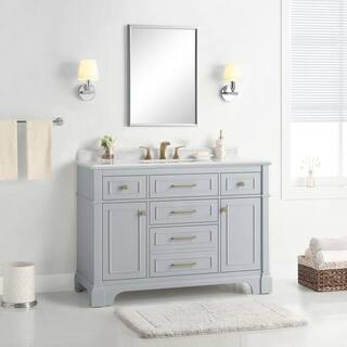 Home Decorators Collection Melpark 48 in. W x 22 in. D x 34.5 in. H Bath Vanity in Dove Gray with White Cultured Marble Top Melpark 48G