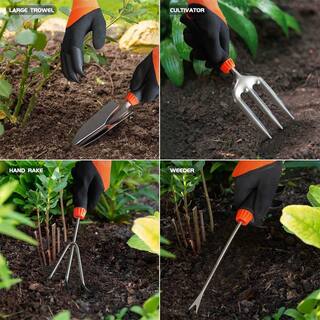 Dyiom 10-Piece Heavy-Duty Orange Steel Garden Tool Set with Carrying Case B09Z2P81FJ