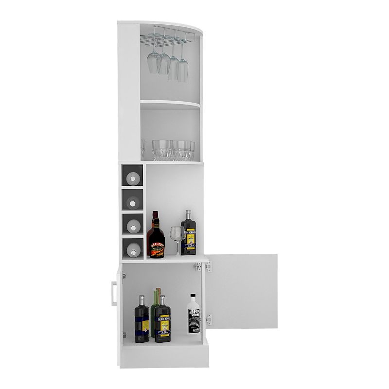 DEPOT E-SHOP Egina Corner Bar Cabinet， Two External Shelves ， White