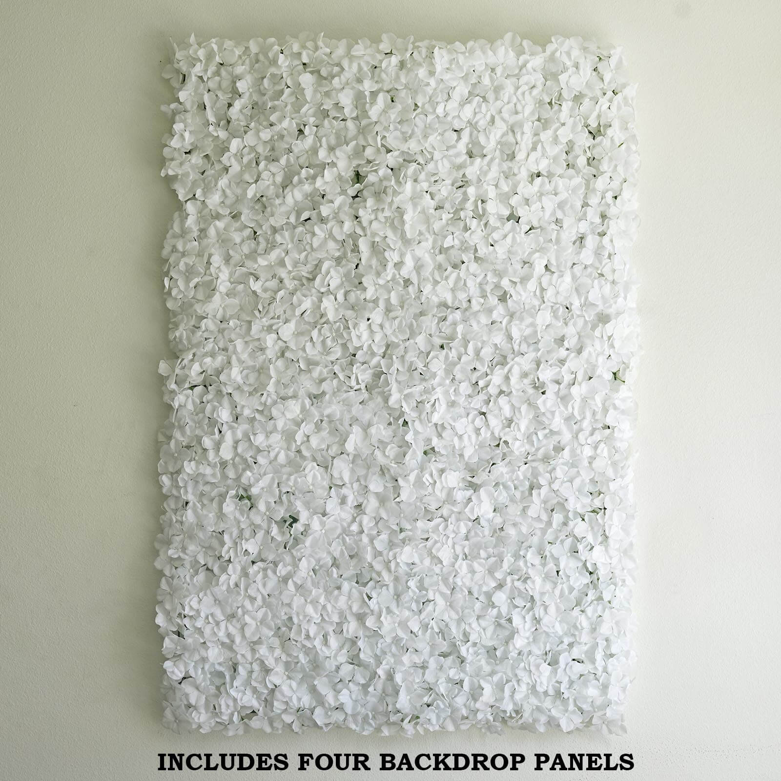 White UV Protected Hydrangea Flower Wall Mat Backdrop 4 Artificial Panels 11 Sq ft.