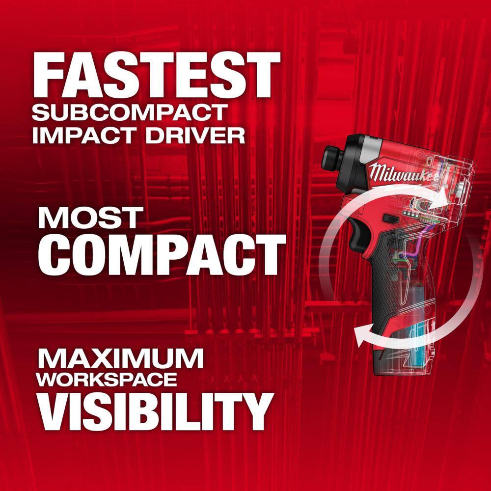 MW M12 FUEL 12-Volt Lithium-Ion Brushless Cordless 14 in. Hex Impact Driver Kit with M12 38 in. Ratchet 3453-22-2457-20