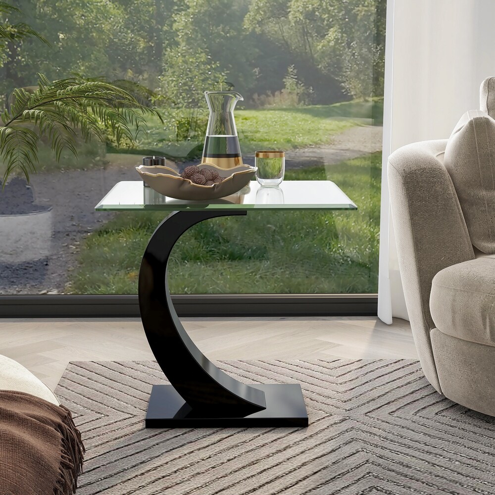 Cres Contemporary 24 inch Glasstop End Table by Furniture of America