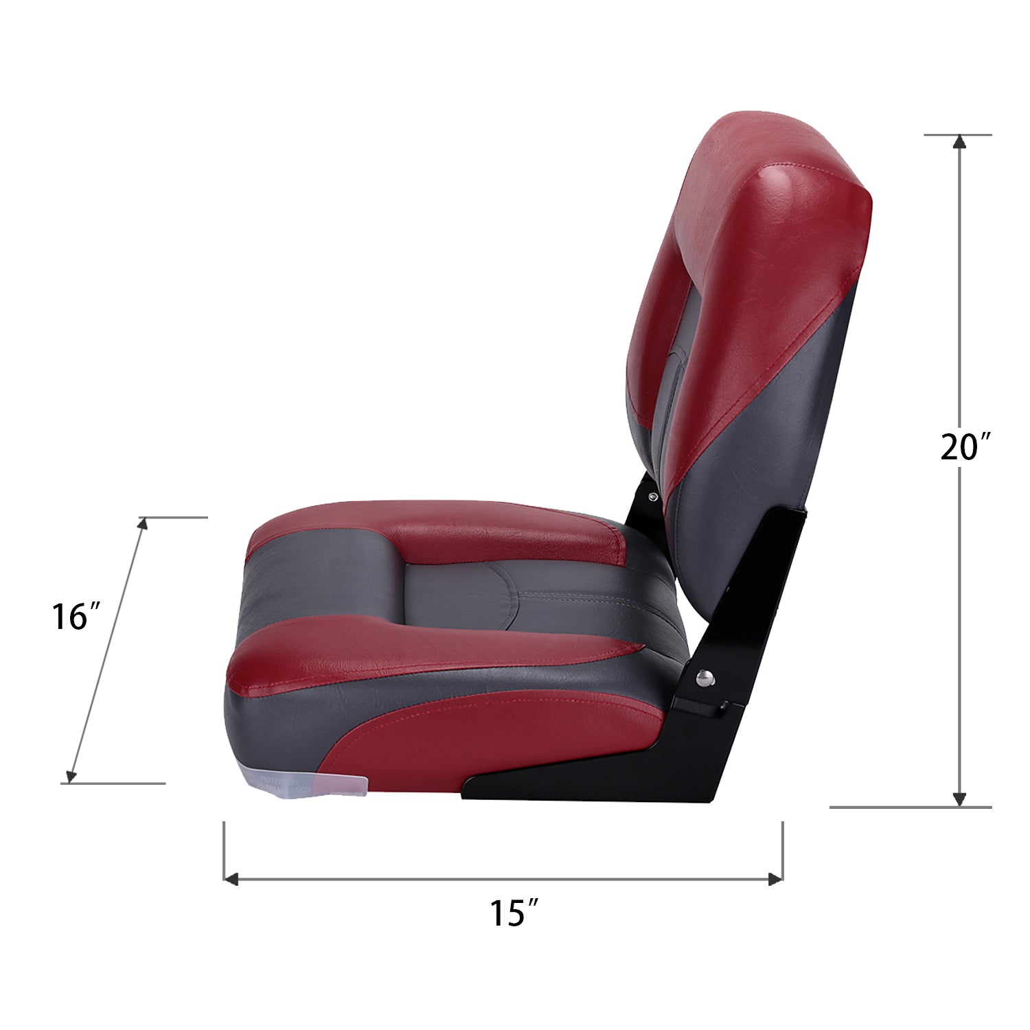 NORTHCAPTAIN Deluxe Charcoal/Wine Red Low Back Folding Boat Seat， 1 Seat