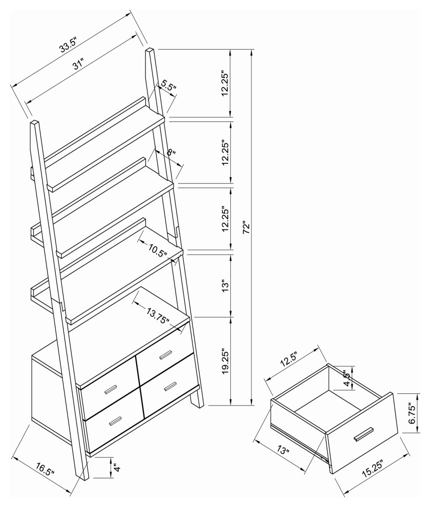 Colella 4 drawer Storage Bookcase Cappuccino   Modern   Bookcases   by Modon  Houzz