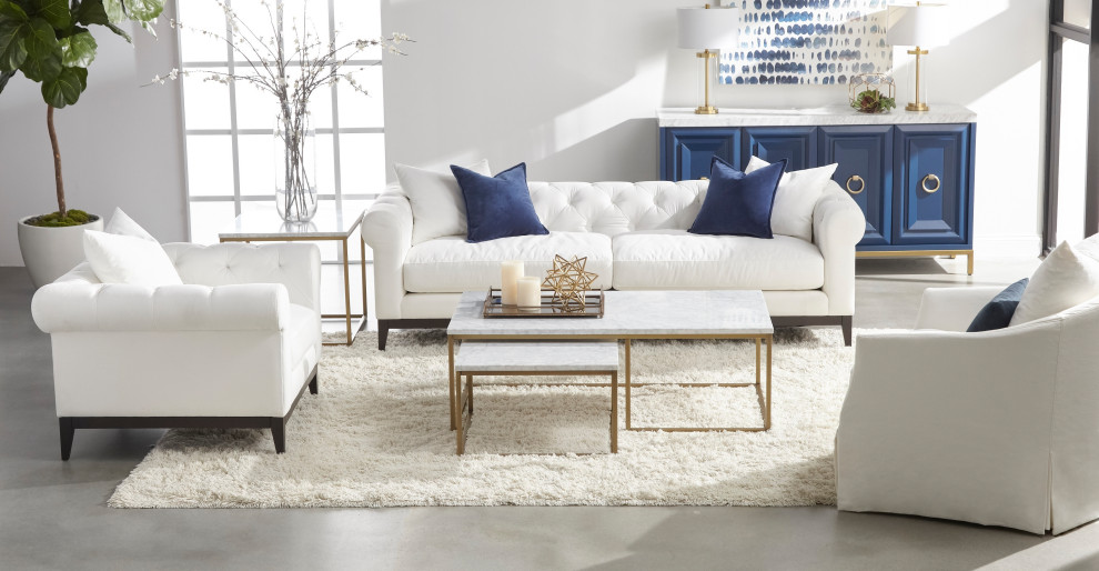 Faye Slipcover Swivel Club Chair Mineral Birch   Transitional   Armchairs And Accent Chairs   by Sideboards and Things  Houzz