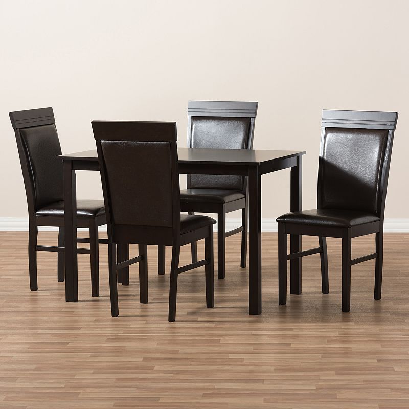 Baxton Studio Modern Espresso Chair and Table Dining 5-piece Set