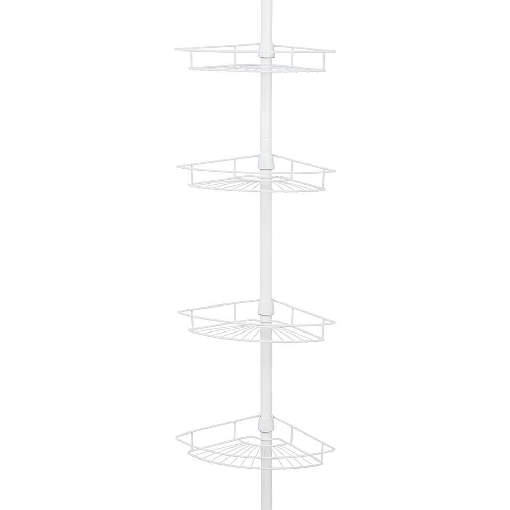 Zenna Home Tension Pole Shower Caddy with 4 Basket Shelves in White E2156WW