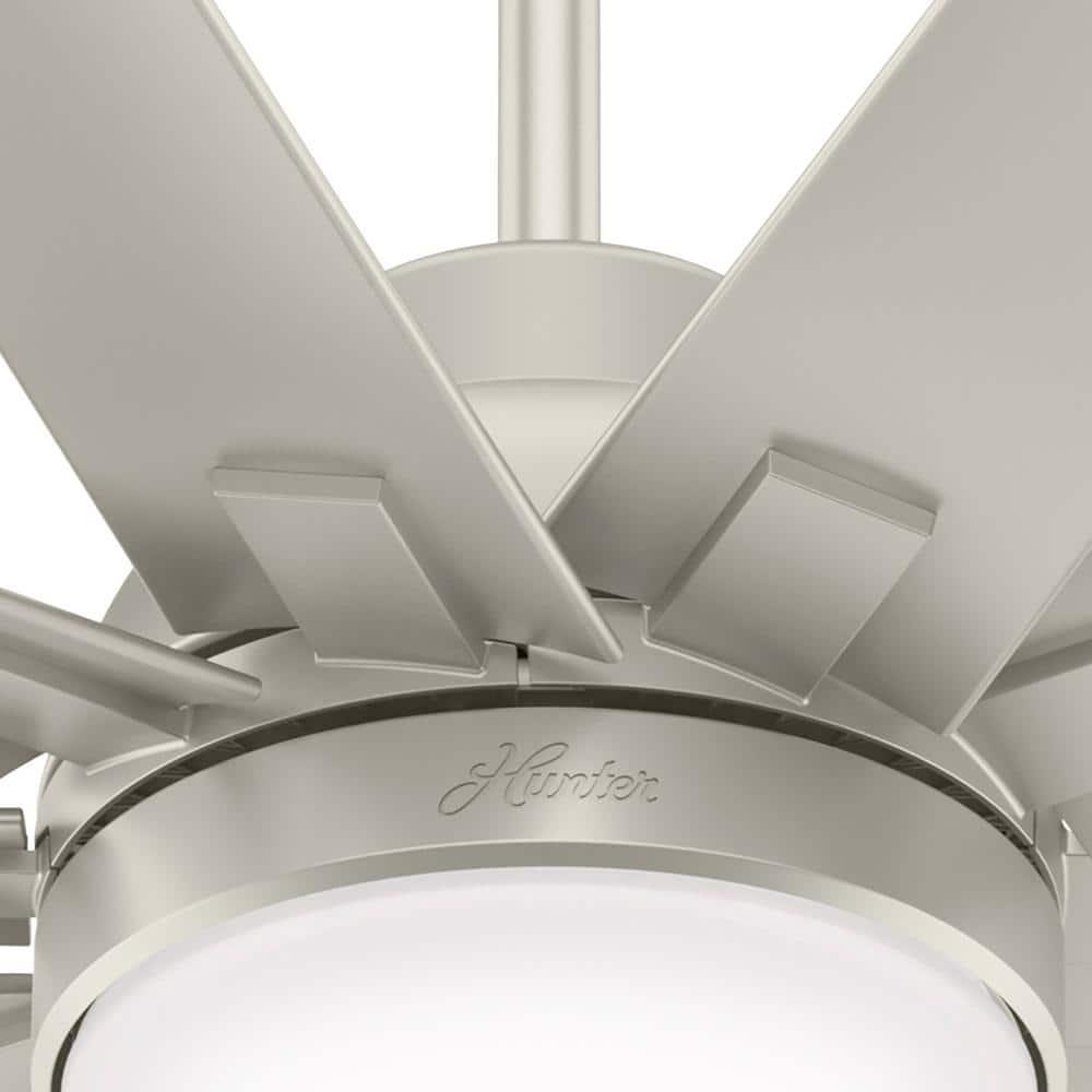 Hunter Overton 60 in LED IndoorOutdoor Matte Nickel Ceiling Fan with Light Kit and Wall Control