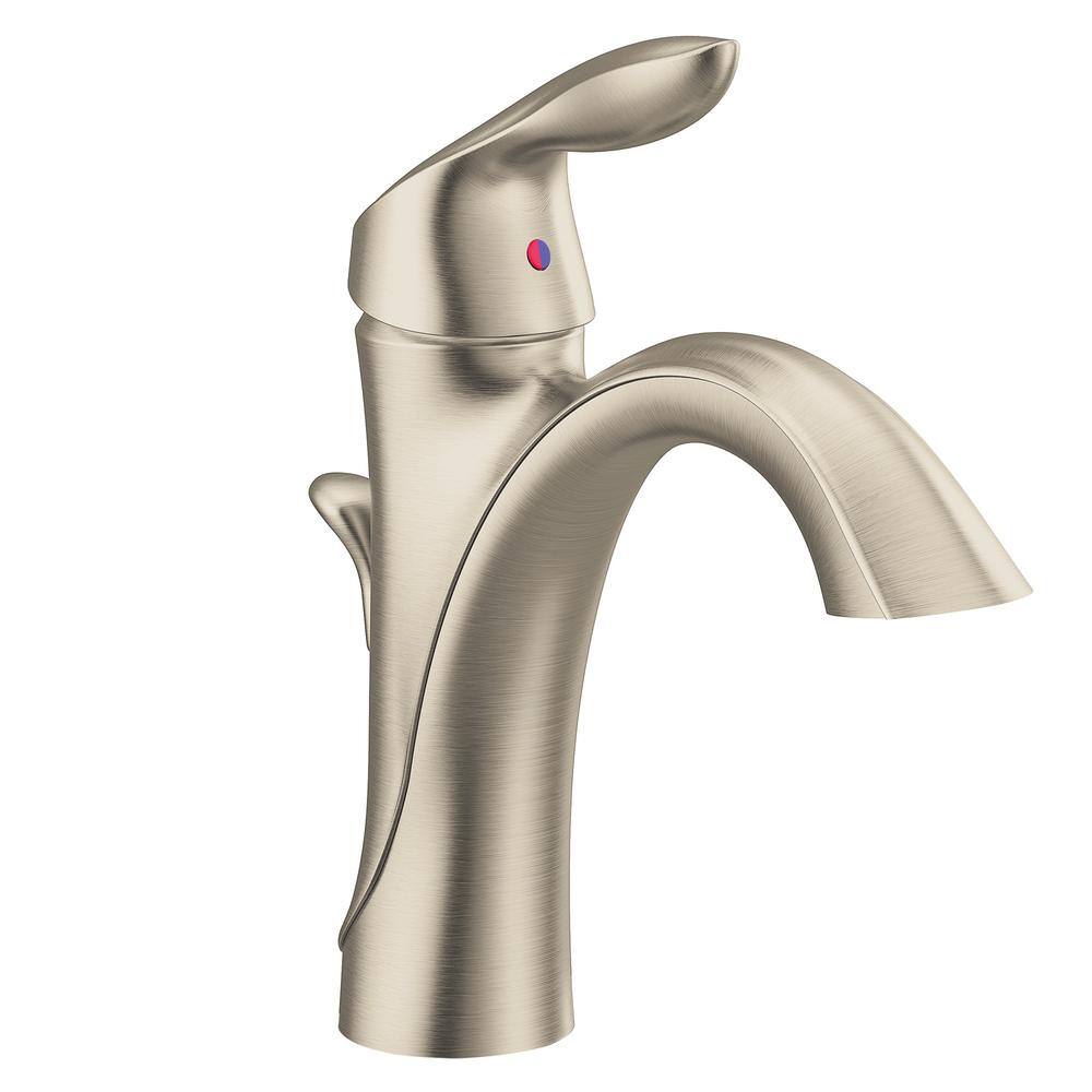 MOEN Eva Single-Handle Single Hole High-Arc Bathroom Faucet in Brushed Nickel 6400BN