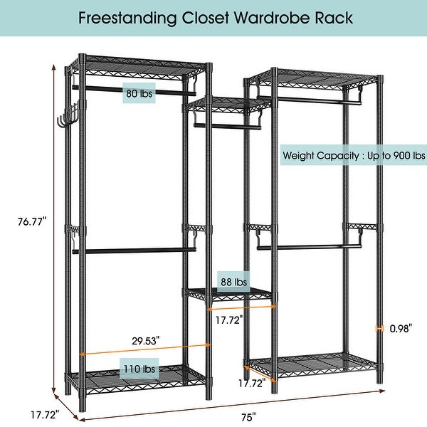 Garment Rack， Heavy Duty Clothes Rack for Hanging Clothes Capacity 900 LBS