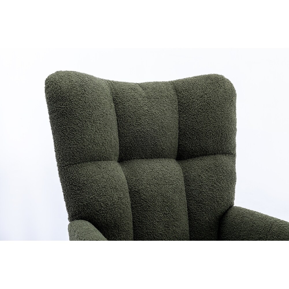 Soft Velvet Rocking Chair  Comfy Wingback Glider Rocker  Dark Green