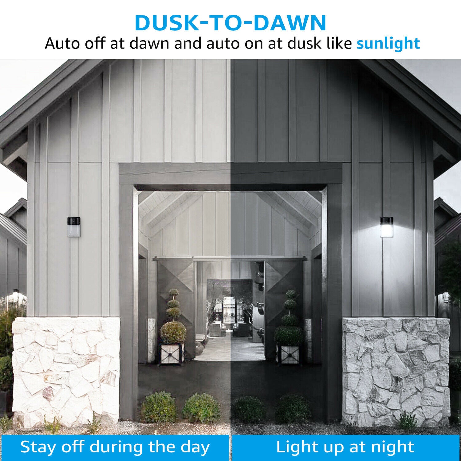 LEONLITE Dusk to Dawn LED Wall Pack Light with Photocell， 12W 1440lm， 5000K Daylight， IP65 Rating， ETL-listed， Outdoor Security Area Exterior Lights， 100-277V， Pack of 2