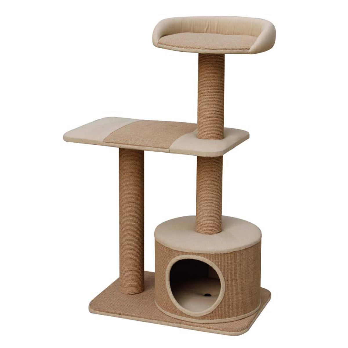 PetPals 3-Level Beige Jute and Paper Rope Cat Tree， Size 22