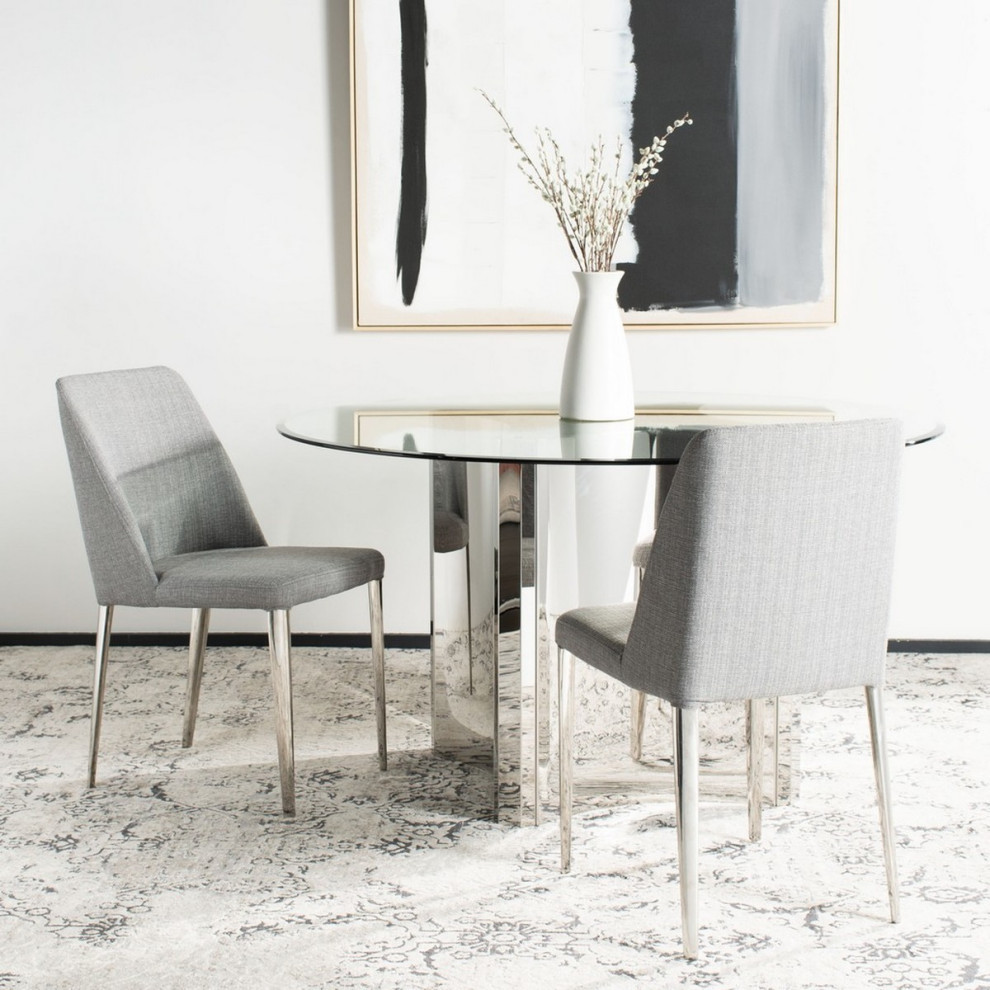 Ezran 18  x27 x27H Linen Side Chair Set of 2 Linen Grey   Modern   Dining Chairs   by Virgil Stanis Design  Houzz