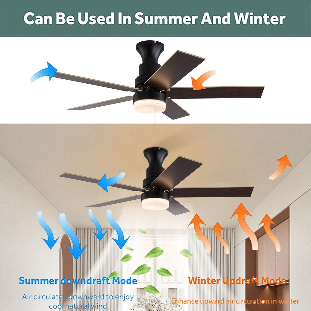 44'' Contemporary Wooden Reversible LED Ceiling Fan with Remote