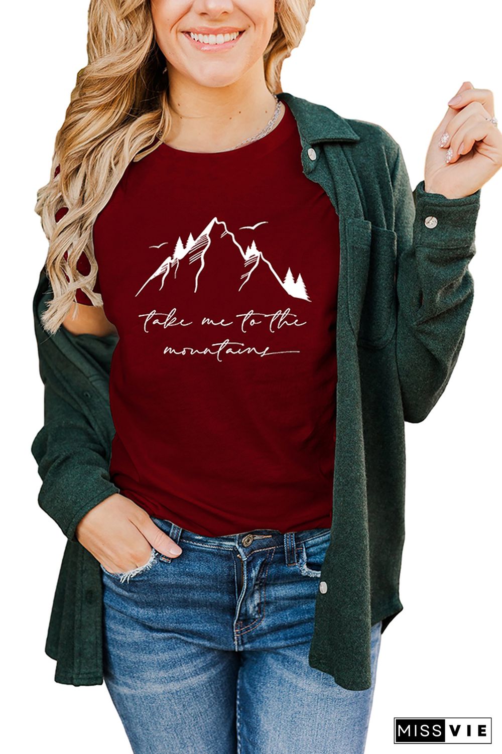 Take Me to the Moutains Graphic Tee Short Sleeve T-shirt Wholesale