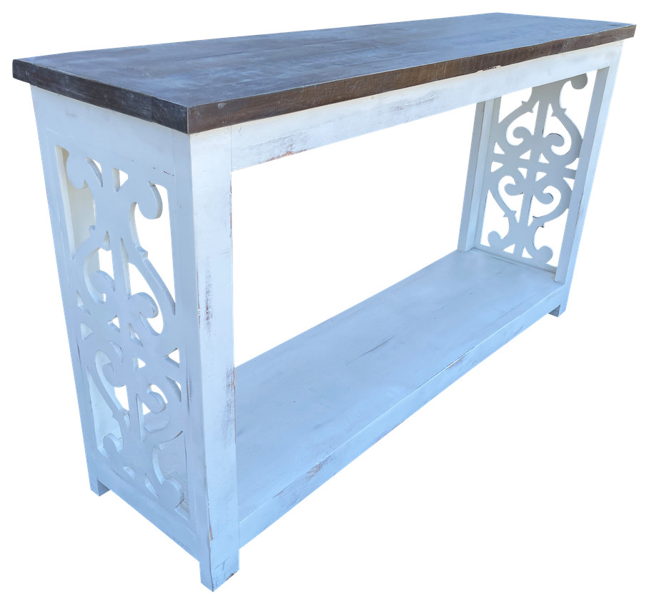 Sofa Table With Side Detail  White   Farmhouse   Console Tables   by Jackson  ampCo.  Houzz