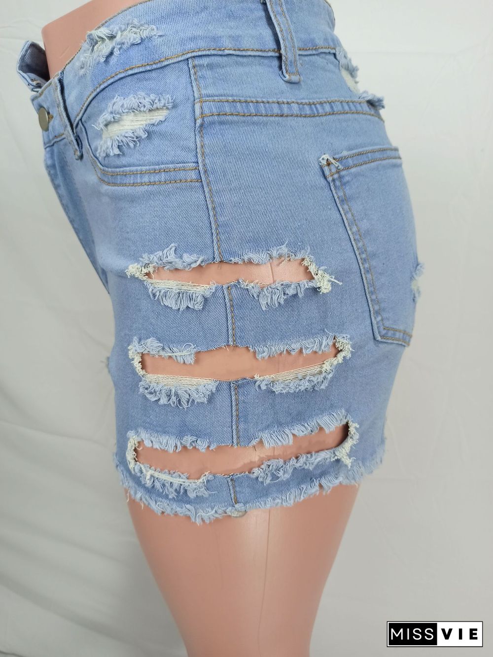 Trendy Ripped Denim Shorts