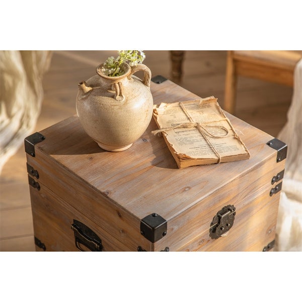 Set of 2 Solid Wood Storage Nesting End Table