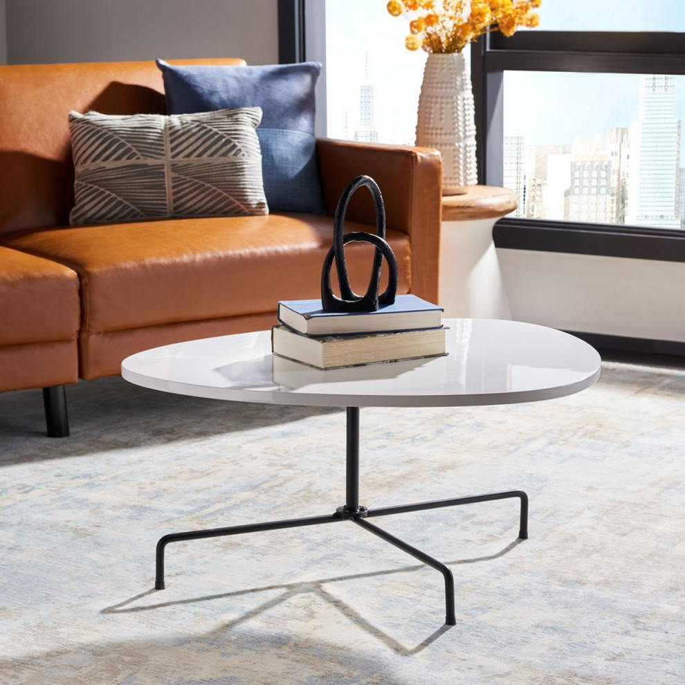 Ryley Tripod Coffee Table White Lacquer/ Black   Modern   Coffee Tables   by Virgil Stanis Design  Houzz