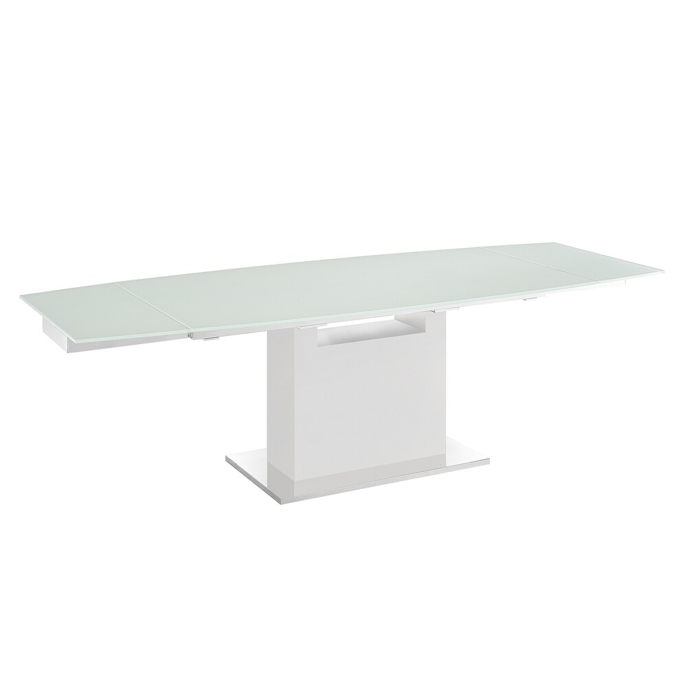 OLIVIA dining table with high gloss white lacquer base.