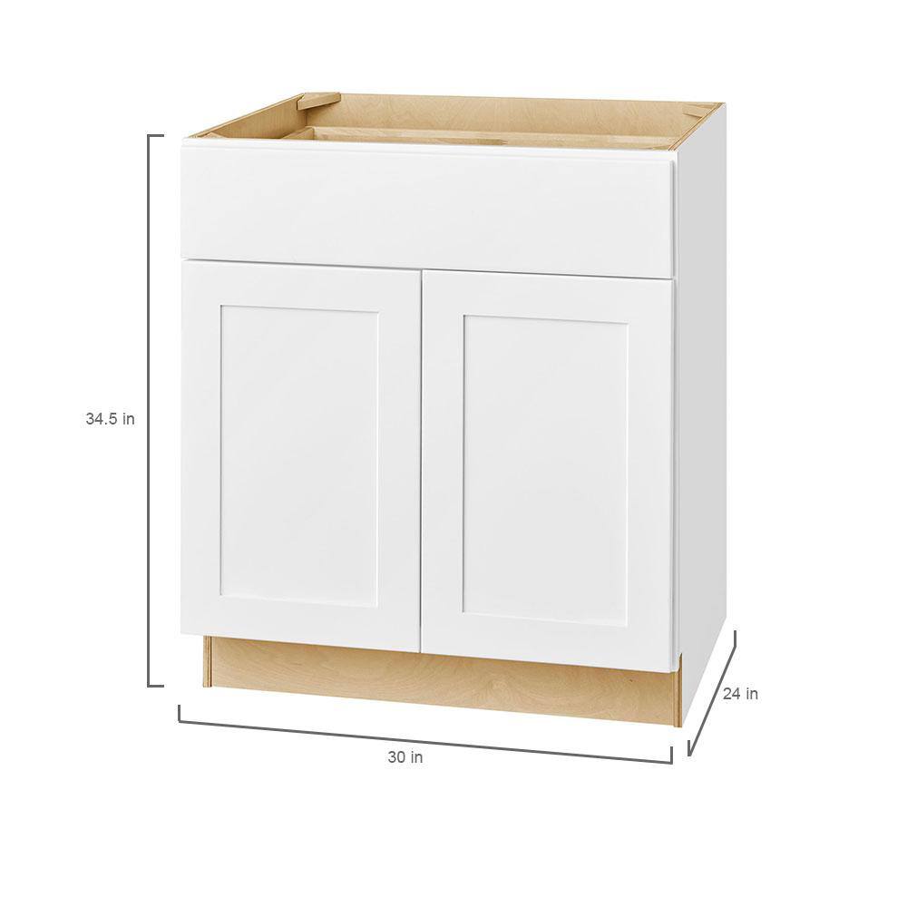 Hampton Bay B30 Avondale Shaker Alpine White Quick Assemble Plywood 30 in Base Kitchen Cabinet (30 in W x 24 in D x 34.5 in H)