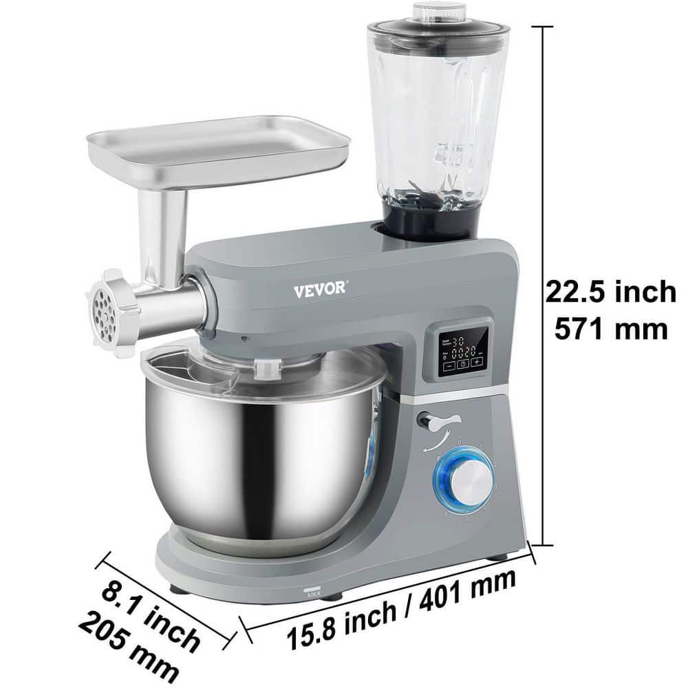 VEVOR 74 Qt 5In1 Stand Mixer 660Watt MultiFunctional Electric Mixer with Stainless Bowl Gray