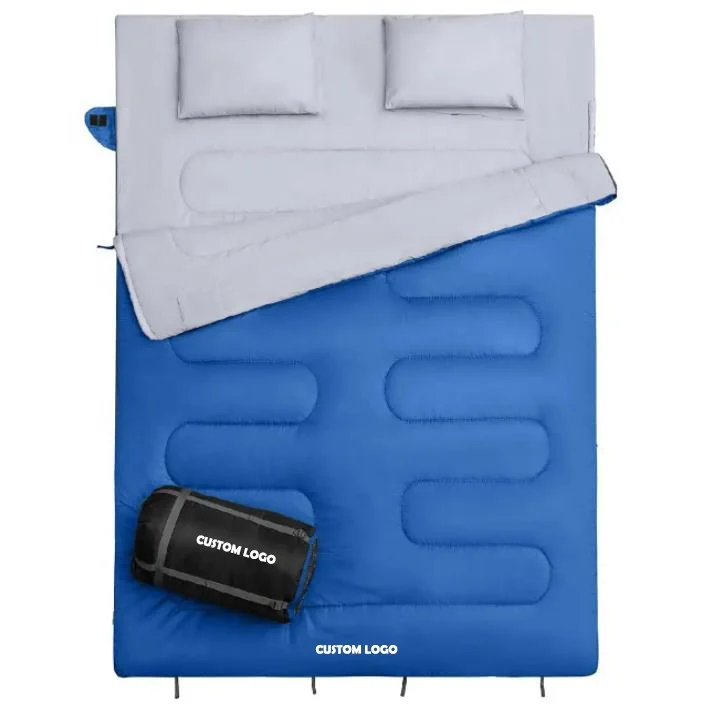 Lightweight Double Sleeping Bag 2 Person Sleeping Bags for Adults Couple Family with Pillows for Camping Hiking