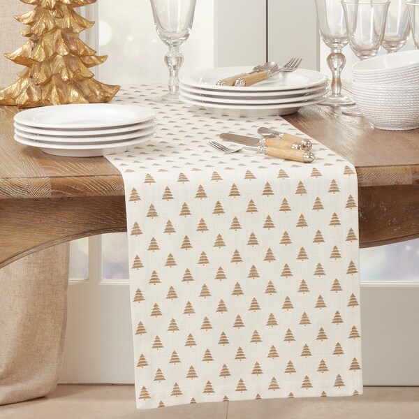 Table Runner With Christmas Trees Design