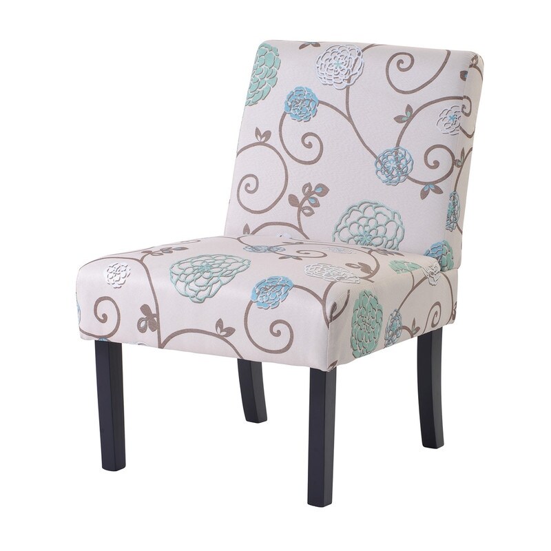 Set of 2 Upholstered Accent Armless Living Room Chair Beige/Floral