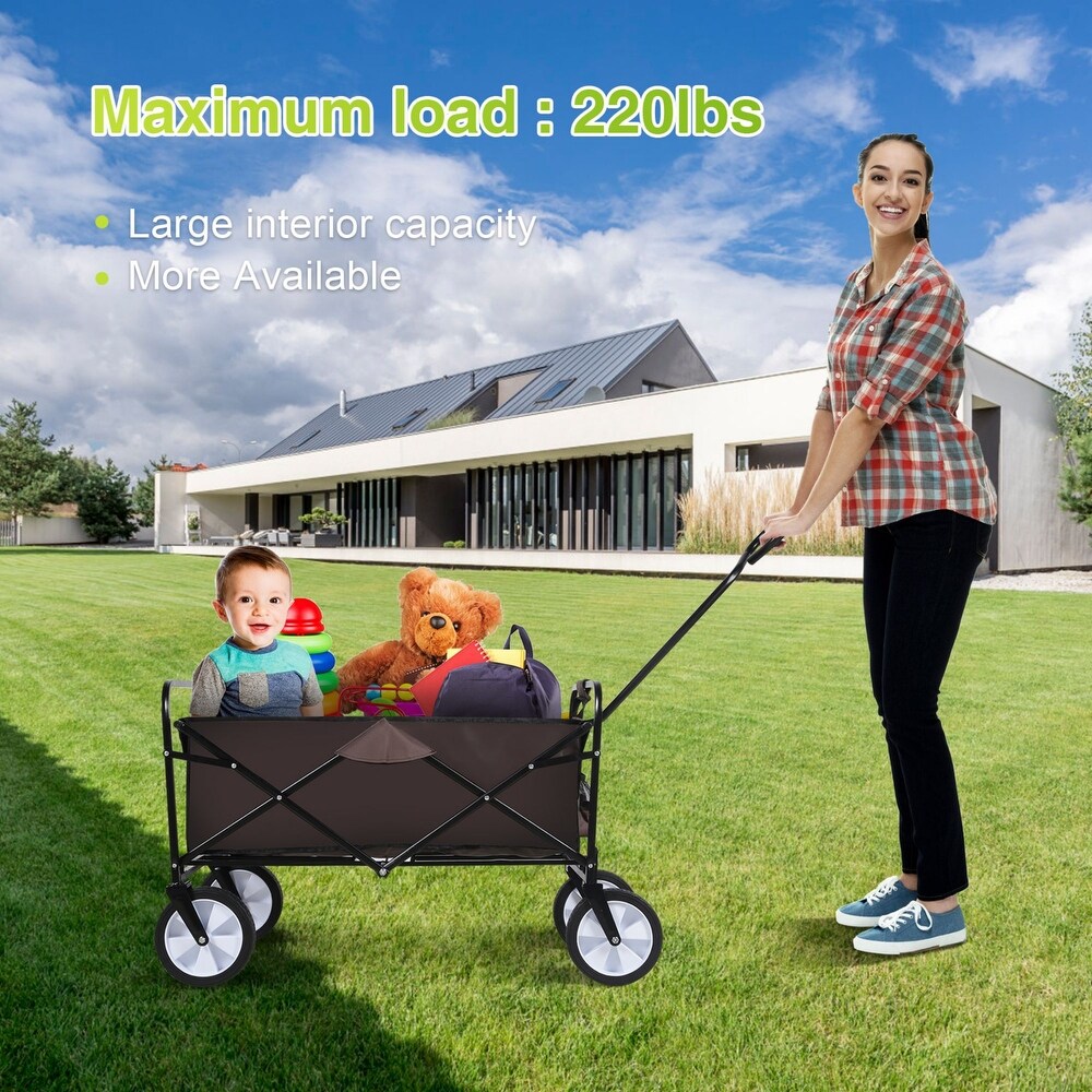 Foldable Utility Wagons Folding Cart 200 lbs Capacity for Outdoor Use