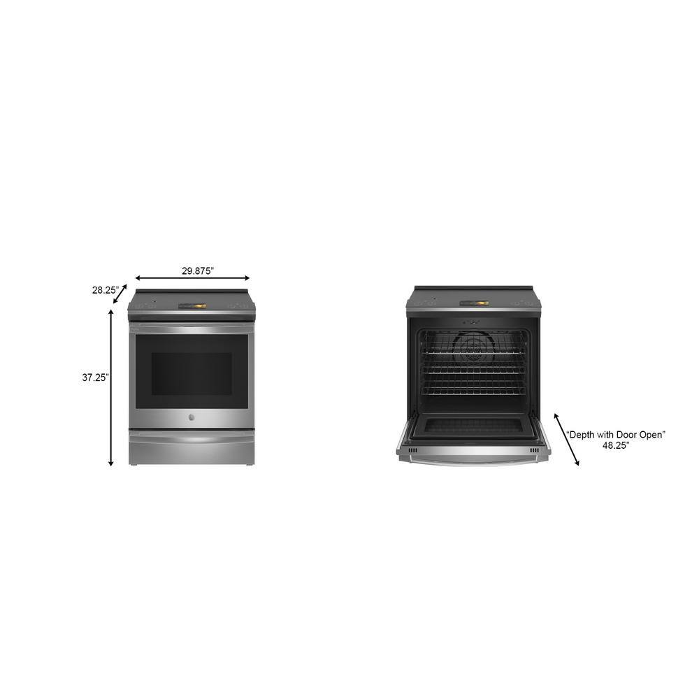 GE Profile Profile 30 in. 5.3 cu. ft. Smart Slide-In Induction Range with Self-Cleaning Convection Oven in Stainless Steel PHS93XYPFS