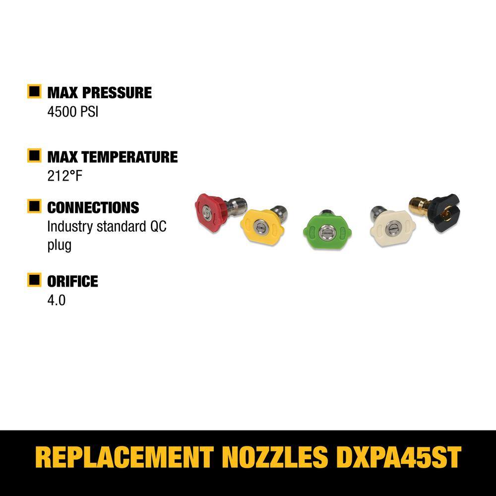 DW Replacement Spray Nozzles with 14 in. QC Connections for HotCold Water 4500 PSI Pressure Washers DXPA45ST