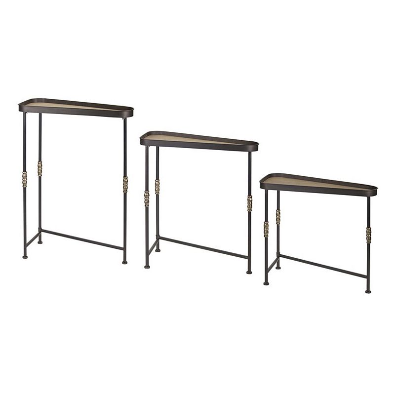 Set of 3 Brown Wood and Iron Side Tables 36.25