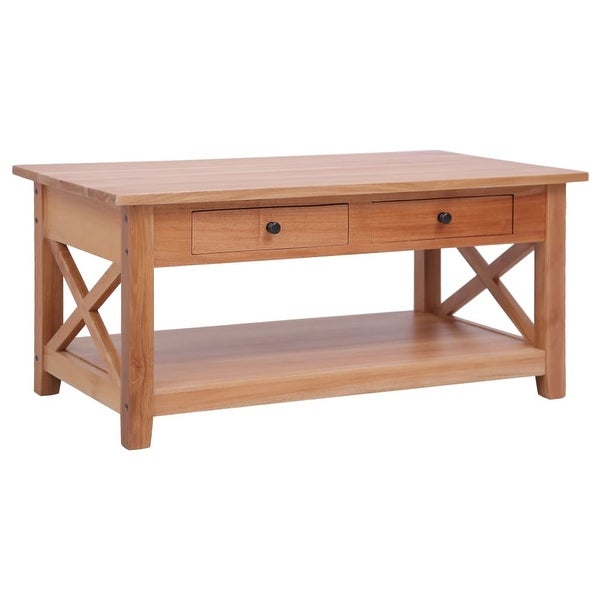 Solid Mahogany Wood Coffee Table with 2 Drawers 39.4