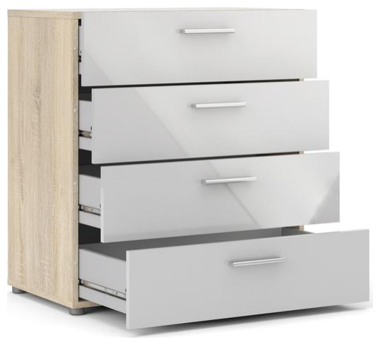 Austin 4 Drawer Chest  Oak Structure/White High Gloss   Contemporary   Accent Chests And Cabinets   by BisonOffice  Houzz