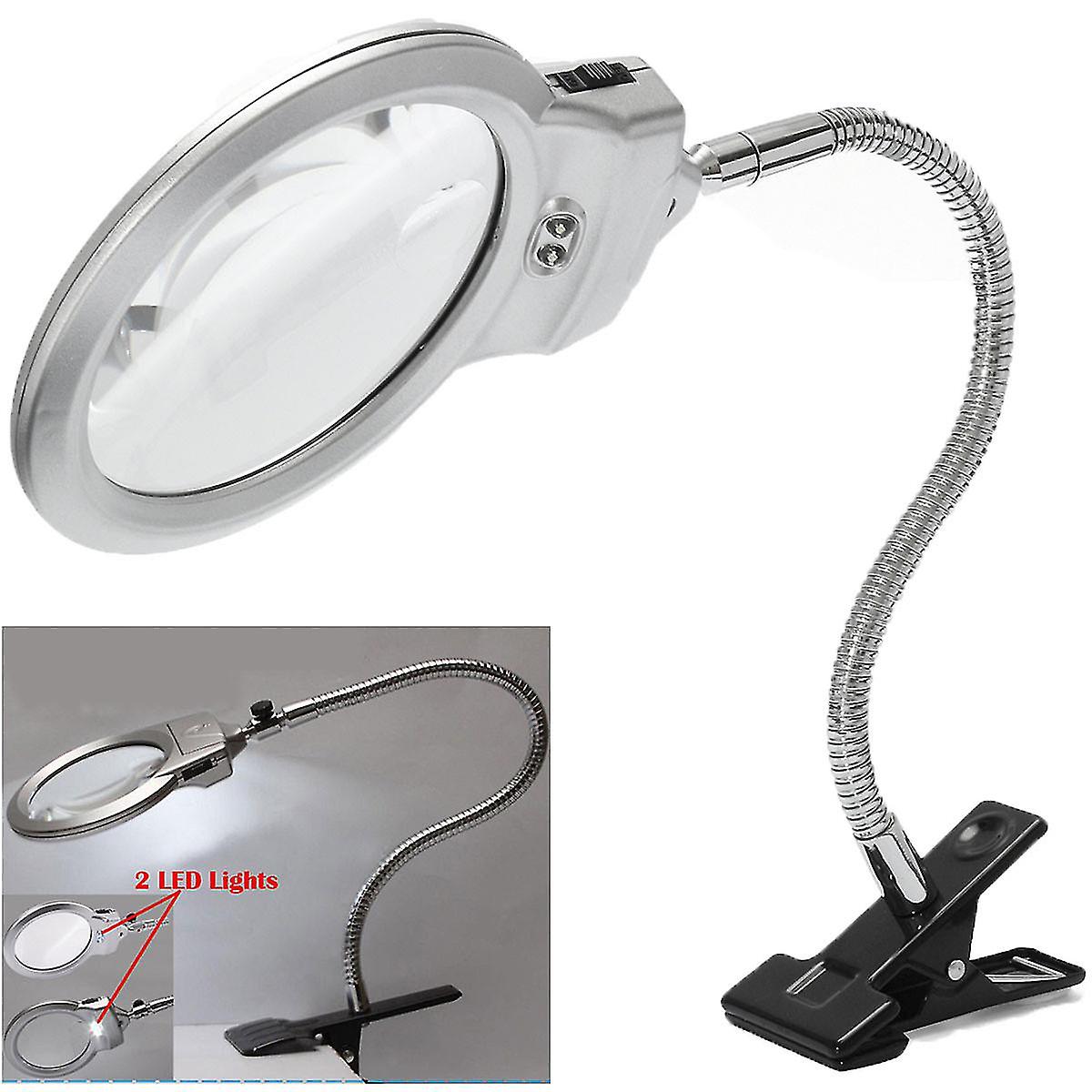 Lighted Table Top Desk Magnifier Magnifying Glass Led Lighted Lamp With Clamp Xl