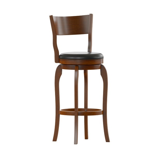 Classic Wooden Bar Stool with Bowed Frame and Upholstered Seat