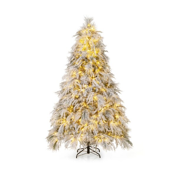 PreLit Snow Flocked Christmas Tree with Warm White LED Lights