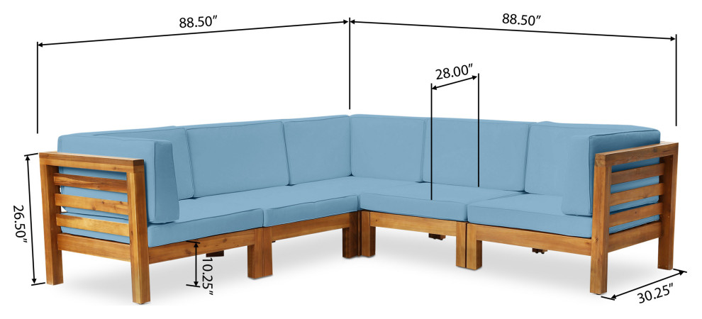 GDF Studio Dawson Outdoor 5 Seater V Shaped Acacia Wood Sectional Sofa Set   Contemporary   Outdoor Sofas   by GDFStudio  Houzz