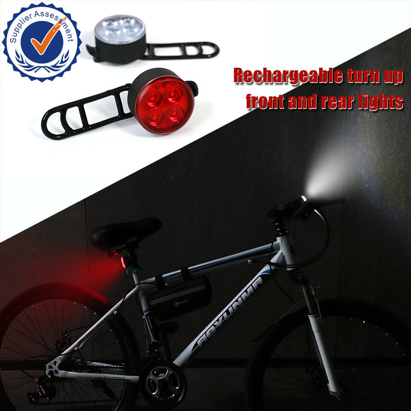 Superbsail Bright Cycling Bicycle Bike 3 LED Head Front Light 4 Modes USB Rechargeable Tail Clip Light Lamp Waterproof