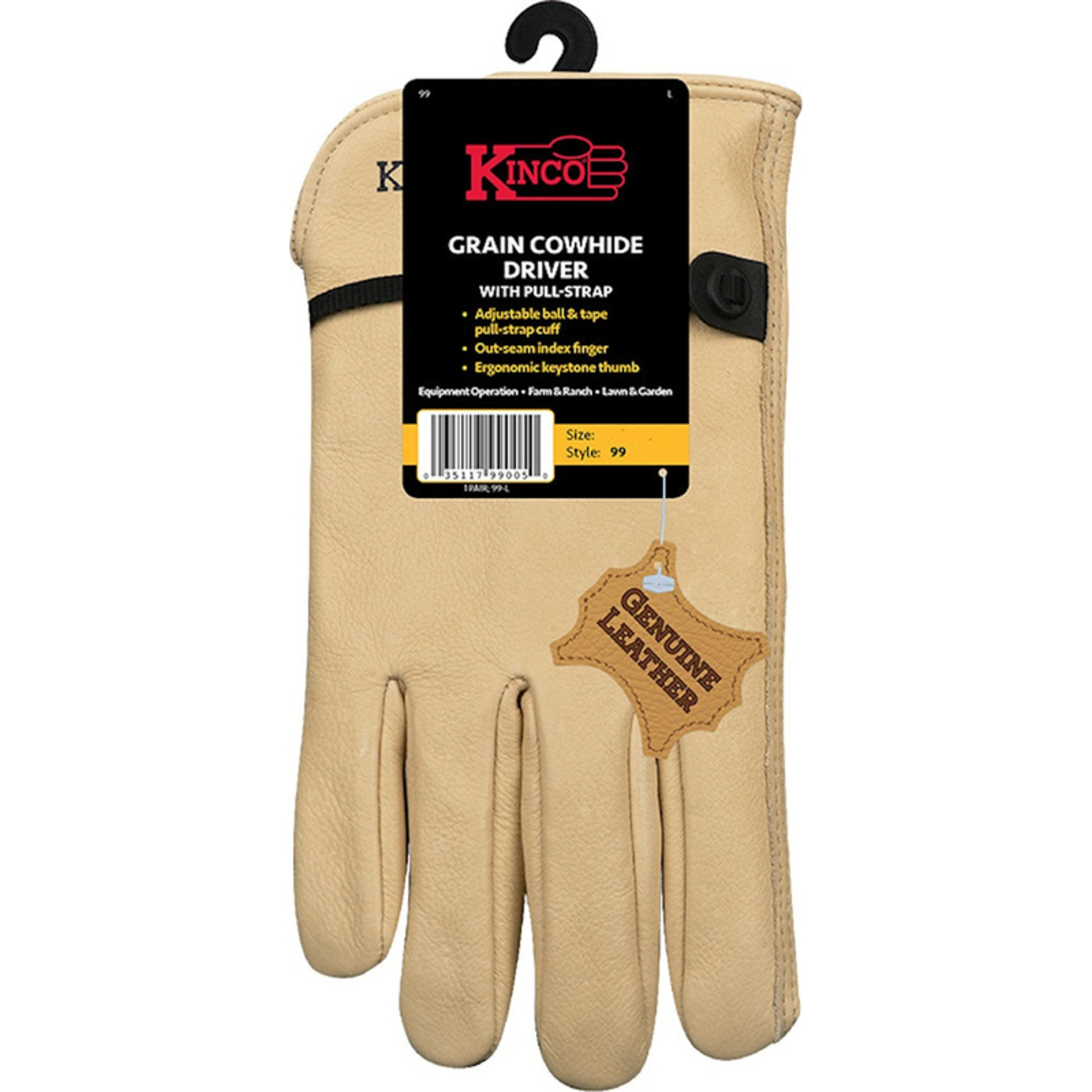 Kinco Men\u0027s Indoor/Outdoor Full Grain Driver Gloves Tan M 1 pair