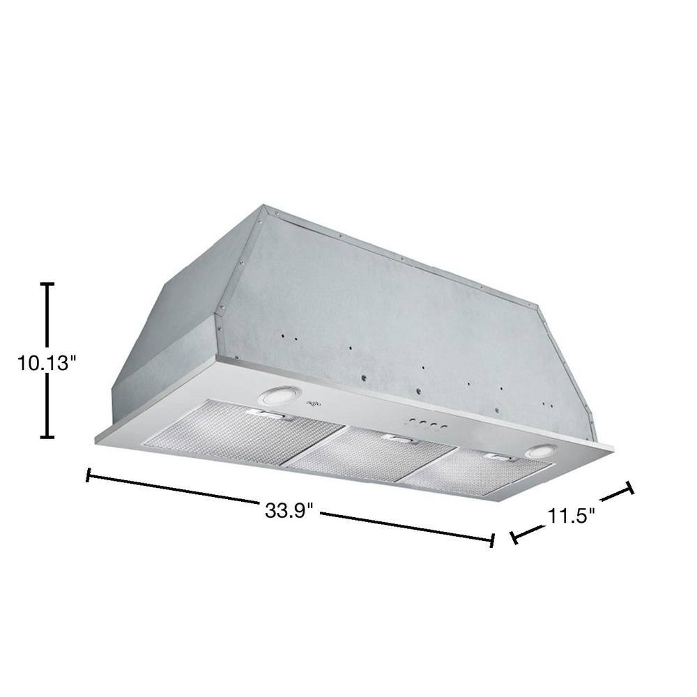 Ancona Inserta Elite 36 in Insert Range Hood with LED in Stainless Steel